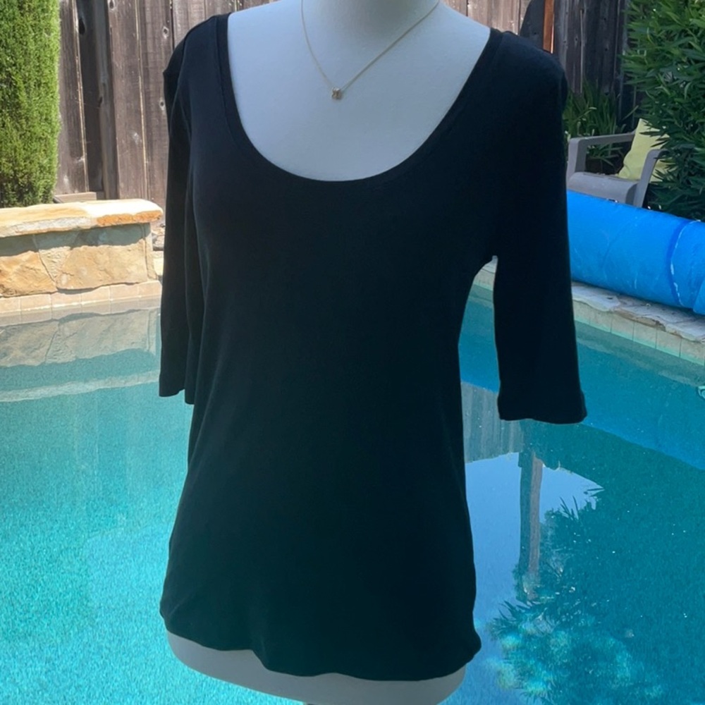 J. Crew Black Fitted 3/4 Sleeve T-Shirt